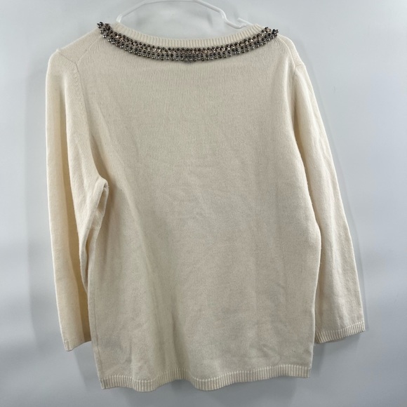 Talbots cashmere blend sweater cream size L - Picture 5 of 7